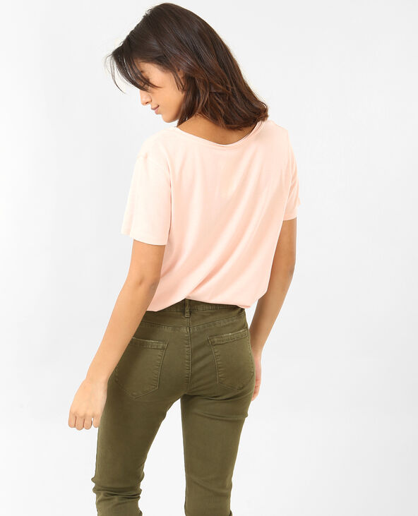 T-shirt col raw cut rose clair - Pimkie