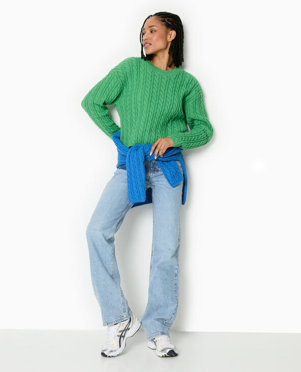 Pull en maille torsadée vert olive - Pimkie