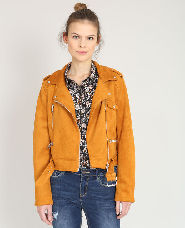 Veste style perfecto suédine camel - Pimkie