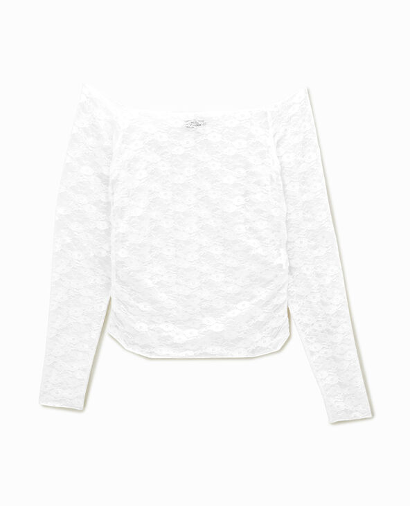Top en dentelle encolure Bardot blanc - Pimkie