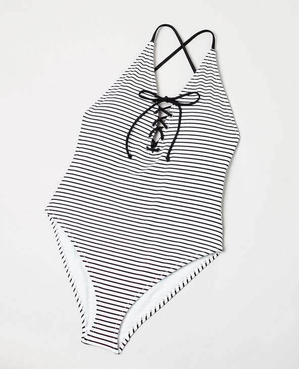 Maillot de bain 1 pièce rayé blanc - Pimkie