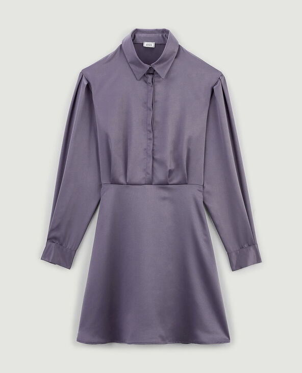 Robe chemise en satin gris foncé - Pimkie