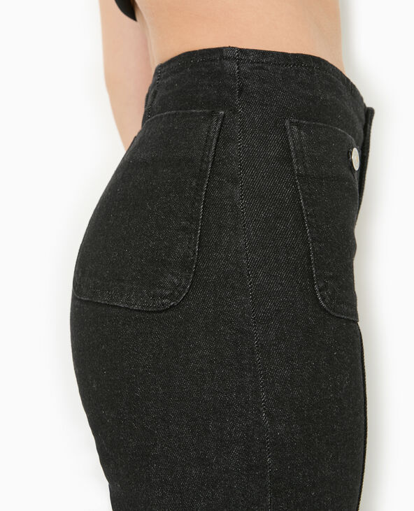Jean flare taille haute avec poches plaquées noir - Pimkie