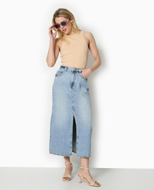 Jupe longue en jean bleu - Pimkie