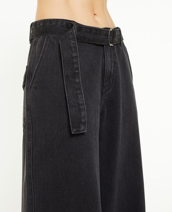 Jean wide extra large avec ceinture noir - Pimkie