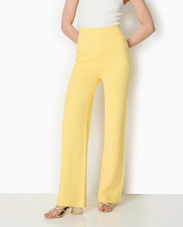 Pantalon droit en tricot jaune - Pimkie