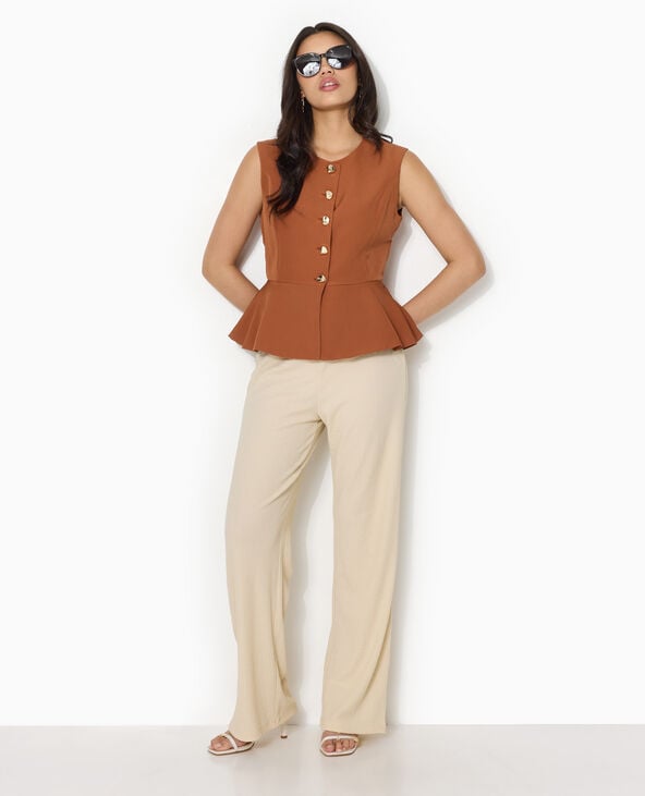 Veste sans manches peplum avec boutons fantaisie marron - Pimkie