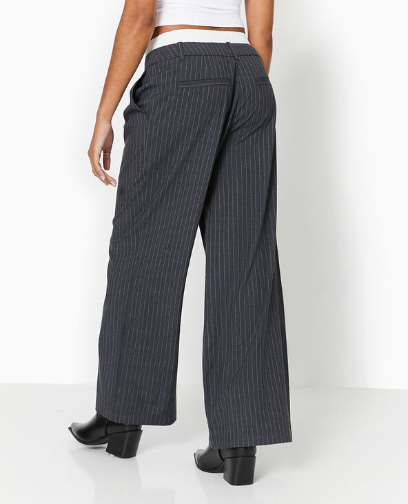 Pantalon large avec effet caleçon apparent gris foncé - Pimkie