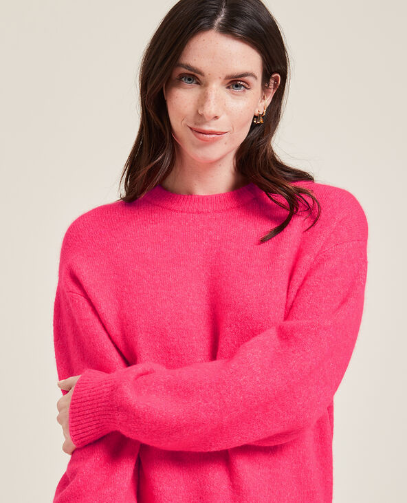 Pull maille col rond rose fuchsia - Pimkie