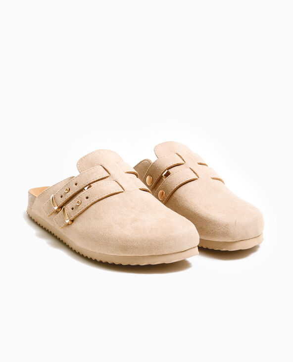 Mules sabots en suédine camel - Pimkie