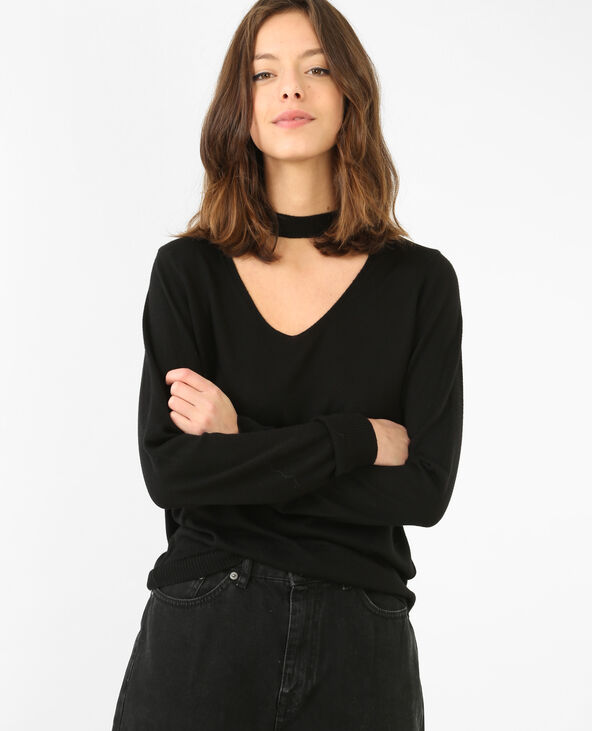 Pull fin col choker noir - Pimkie