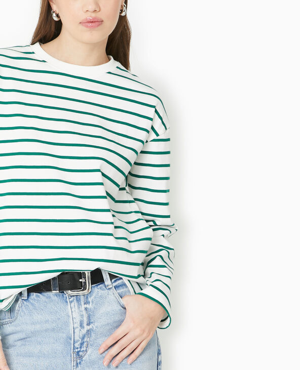 Marinière oversize manches longues blanc - Pimkie