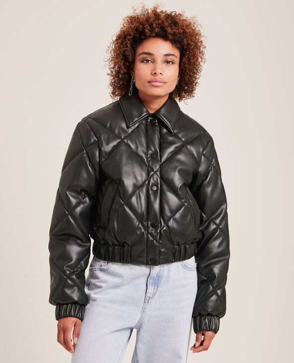 Doudoune matelassée simili cuir noir - Pimkie
