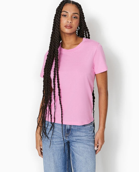T-shirt basique col rond rose - Pimkie
