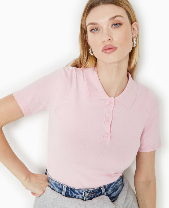 Polo en maille fine Rose poudré - Pimkie