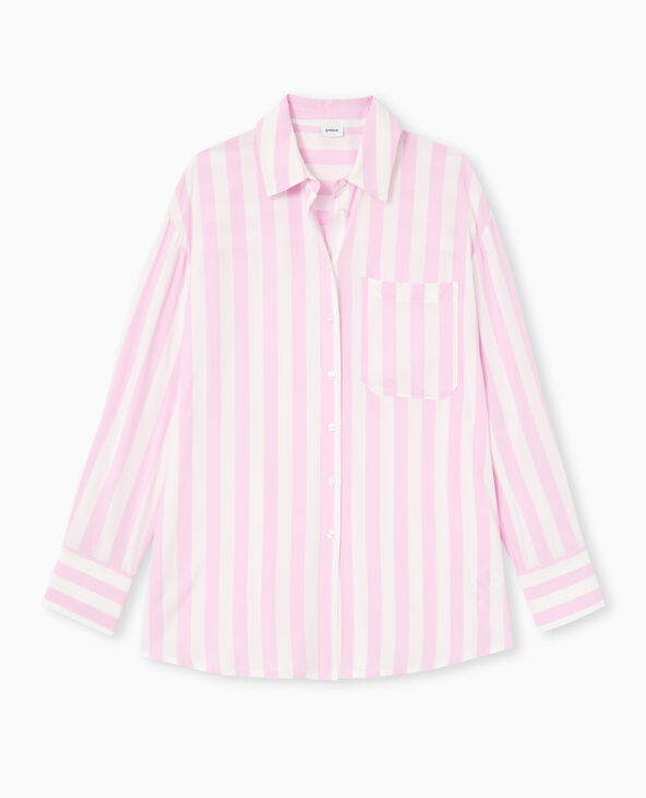 Chemise rayée oversize en tissu fluide rouge - Pimkie