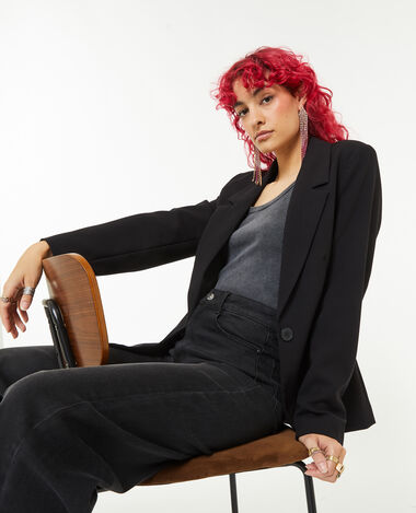 Veste blazer contrée noir - Pimkie