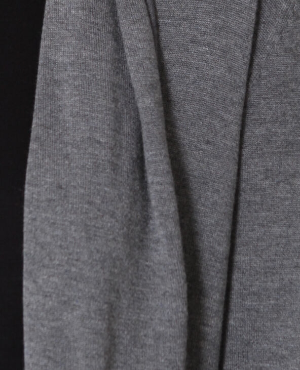 Gilet long à ceinture gris chiné - Pimkie