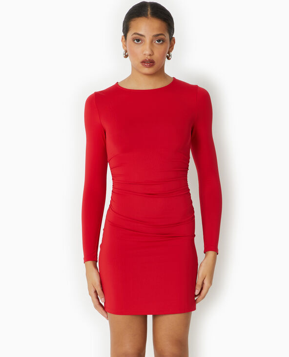 Robe courte en maille avec dos ouvert rouge - Pimkie