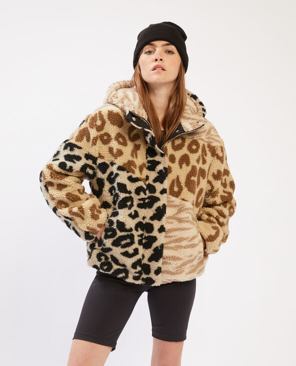 Blouson à capuche léopard et zébré blanc - Pimkie
