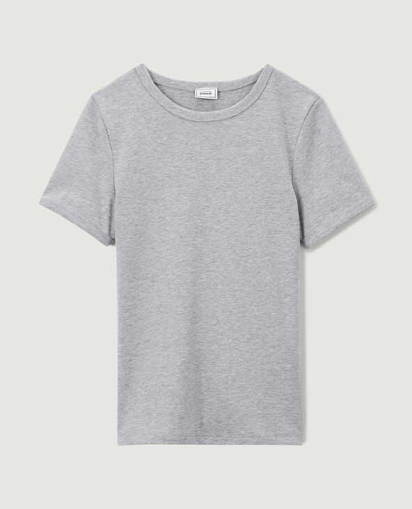 T-shirt col rond gris - Pimkie