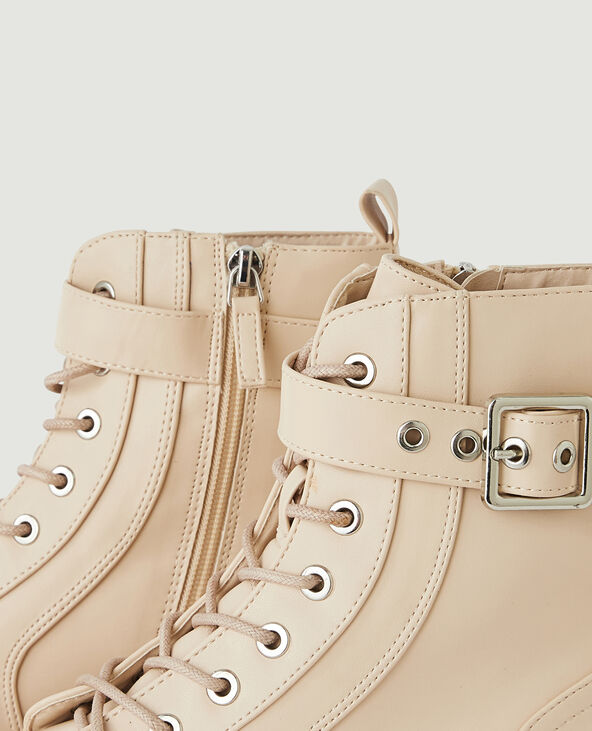 Boots simili cuir à lacets blanc - Pimkie