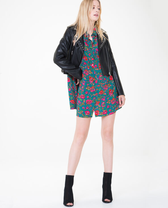 Robe chemise imprimée vert foncé - Pimkie