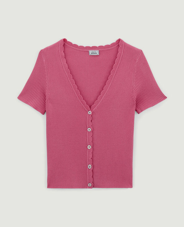Top boutonné maille côtelée rose - Pimkie