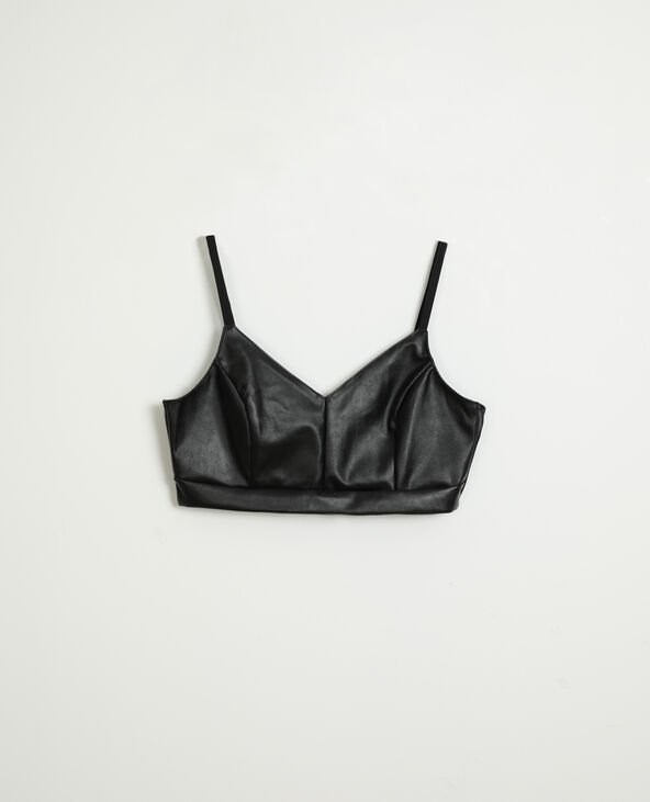 Brassière simili cuir noir - Pimkie