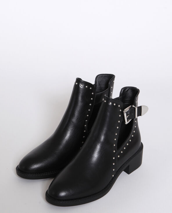 Boots en simili cuir noir - Pimkie