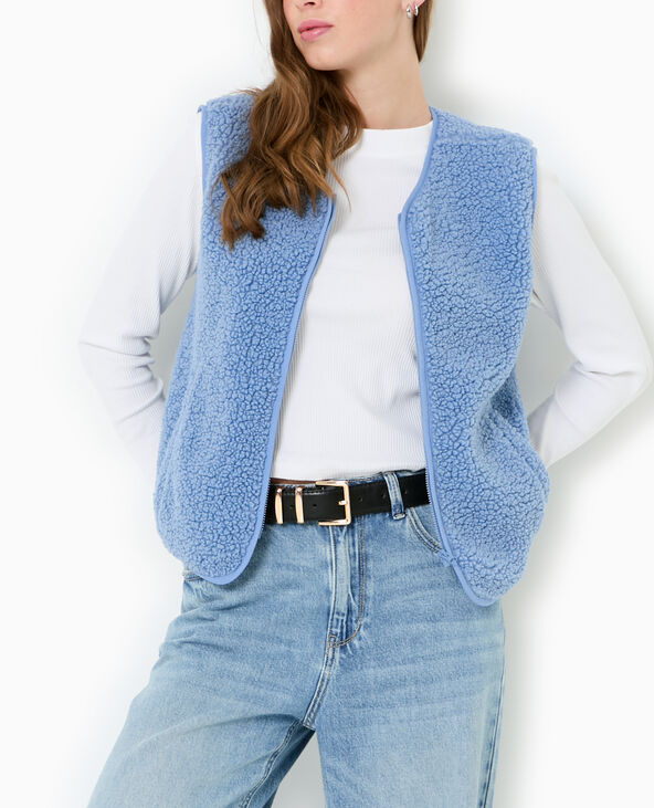 Gilet sans manches en sherpa effet mouton bleu - Pimkie