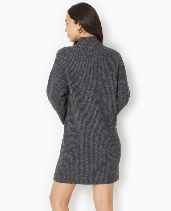 Robe courte en maille côtelée gris foncé - Pimkie