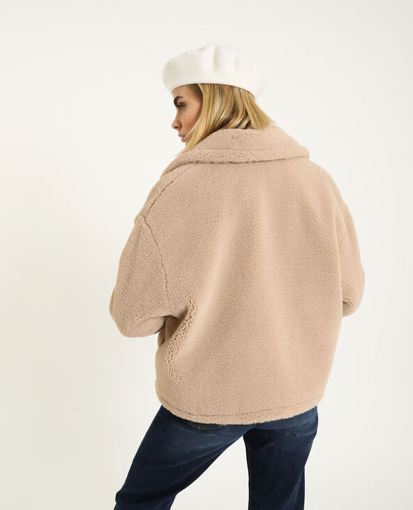 Veste en fausse fourrure beige - Pimkie