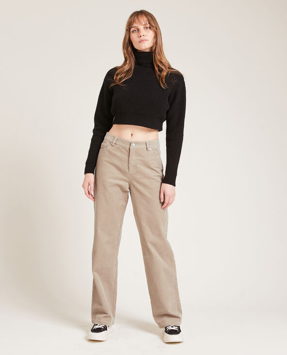 Pantalon droit en velours côtelé taupe - Pimkie