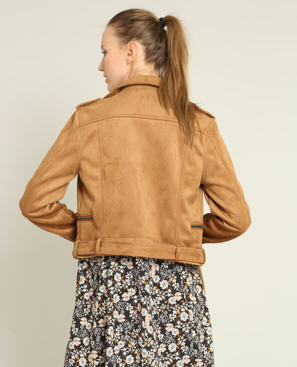 Veste top biker camel