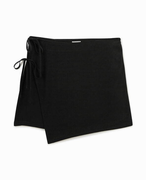 Jupe-short porte-feuille avec nouettes noir - Pimkie