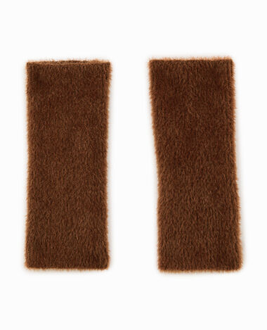 Manchons façon mitaines en maille fluffy  camel - Pimkie