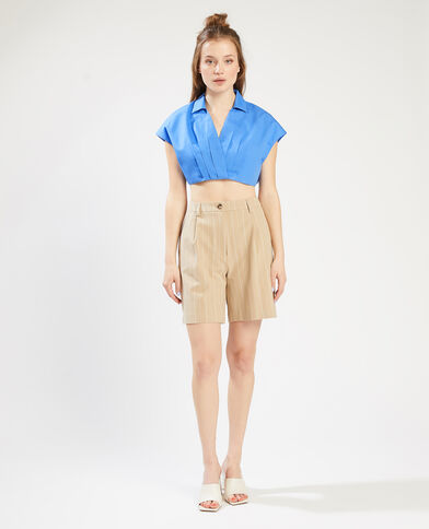 Chemise cropped croisée bleu - Pimkie