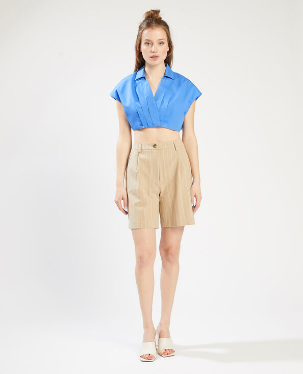 Chemise cropped croisée bleu - Pimkie