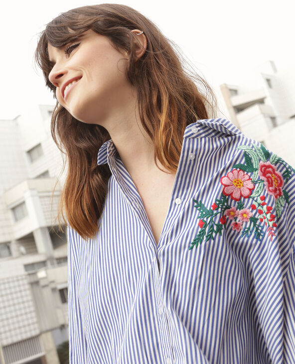 Chemise rayée avec broderie blanc - Pimkie