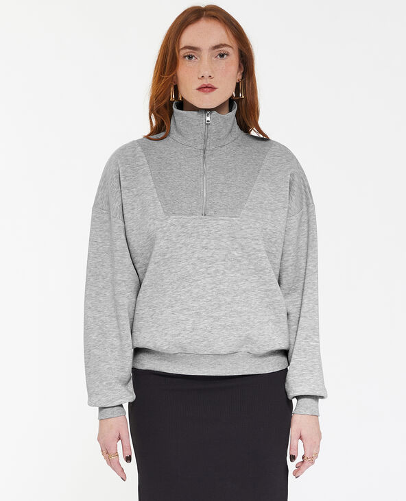 Sweat avec col camionneur gris chiné - Pimkie