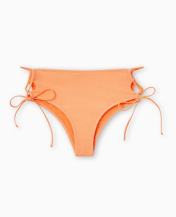 Bas de maillot de bain culotte haute avec lacets orange fluo - Pimkie