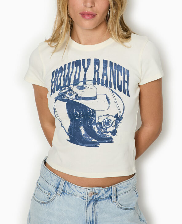 T-shirt ajusté avec print blanc - Pimkie