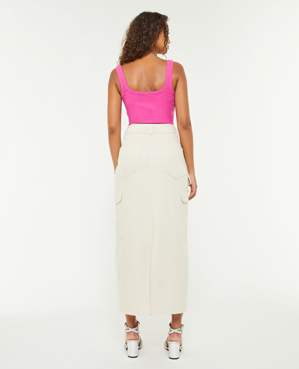 Jupe longue cargo en toile beige - Pimkie