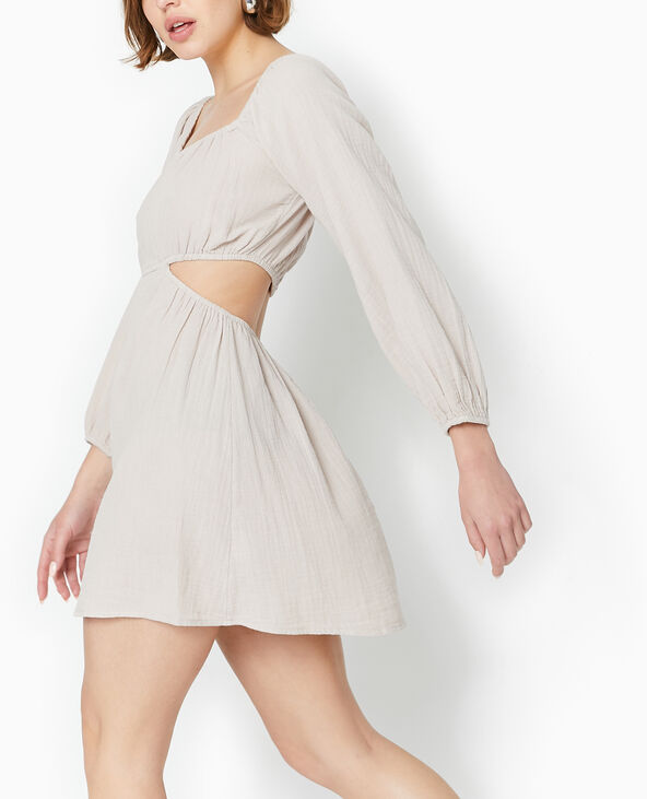 Robe courte en gaze de coton avec cut out gris clair - Pimkie