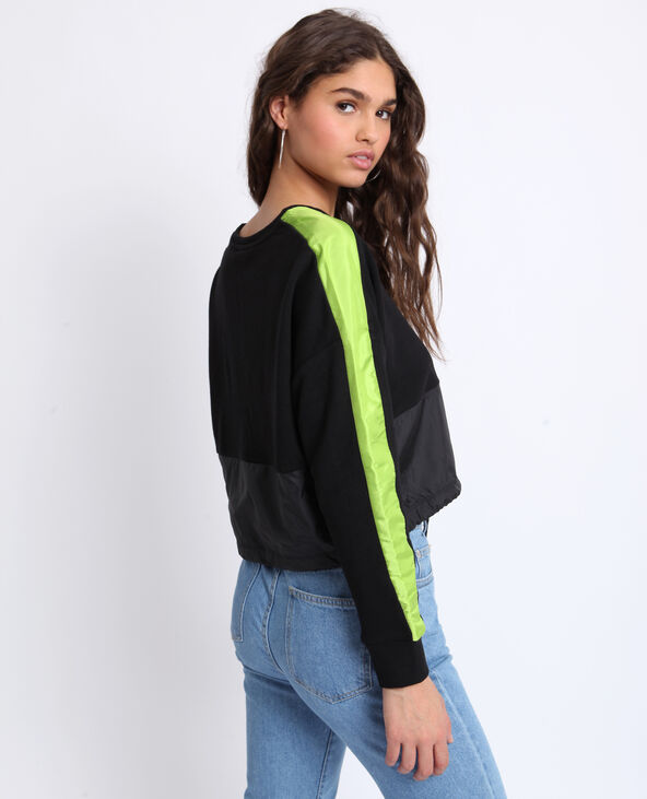 Sweat bicolore noir - Pimkie