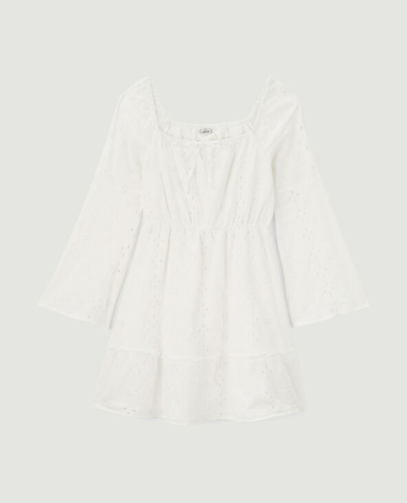 Robe courte broderie anglaise blanc - Pimkie