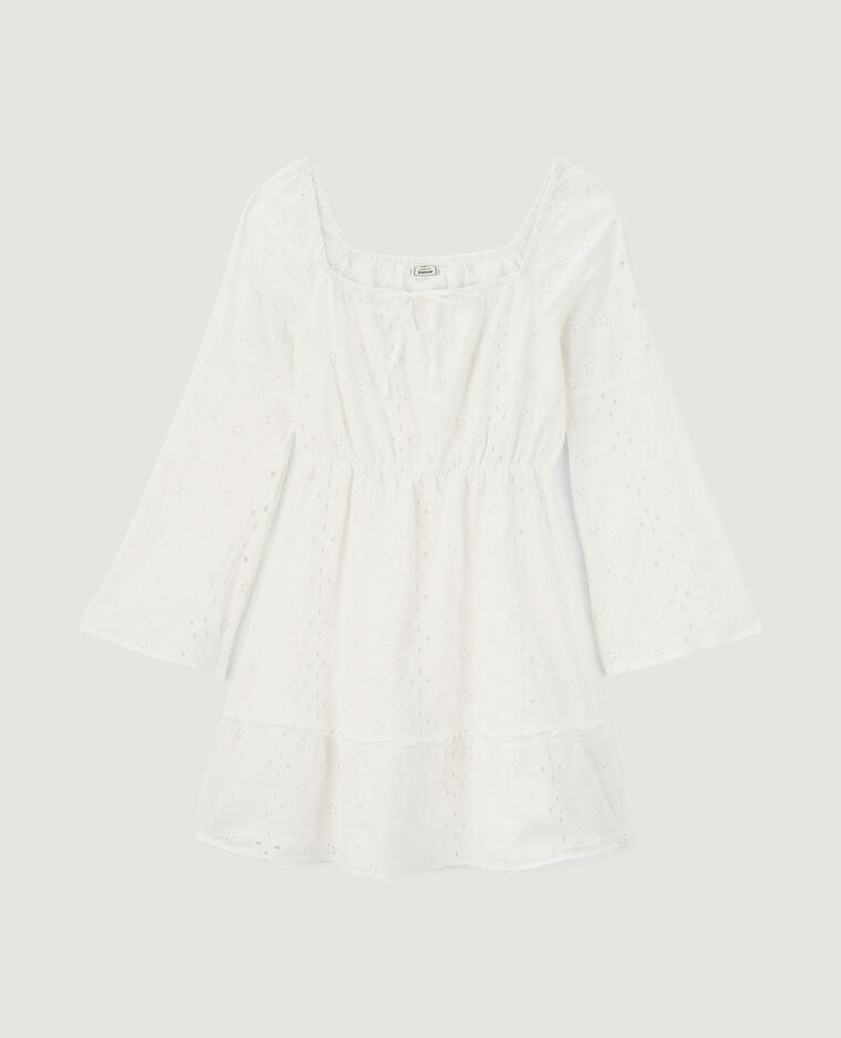 Robe courte broderie anglaise blanc - Pimkie
