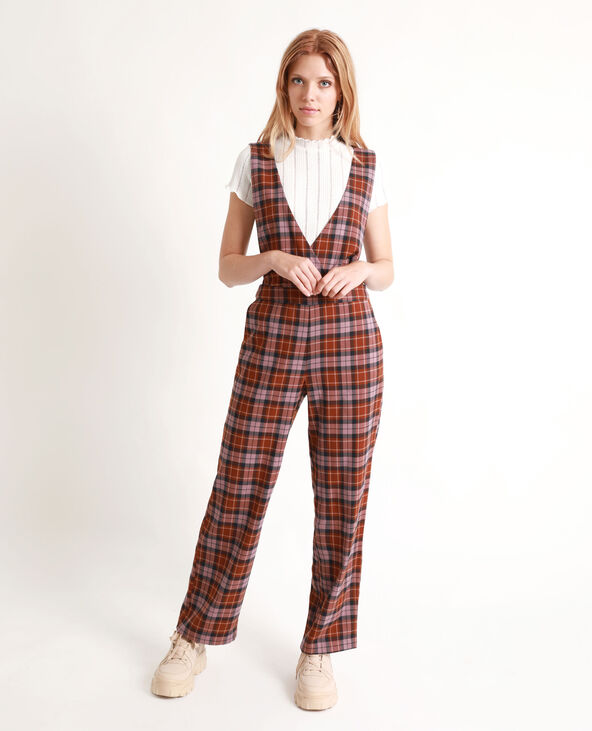 Combi-pantalon à carreaux marron - Pimkie