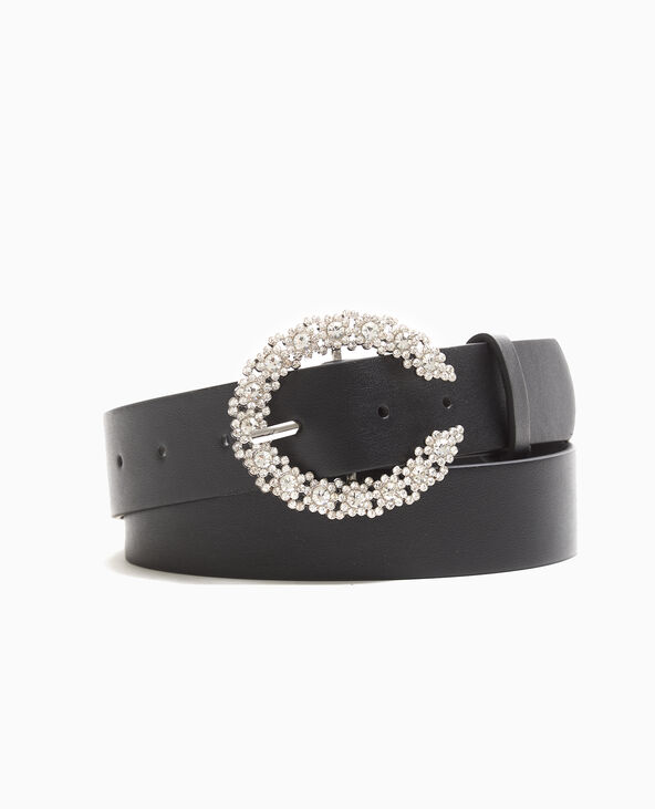 Ceinture avec boucle strass noir - Pimkie